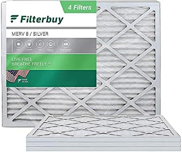Filterbuy 16x20x1 Hava Filtresi MERV 8, Pileli HVAC AC Fırın Filtreleri (4'lü Paket, Gümüş)