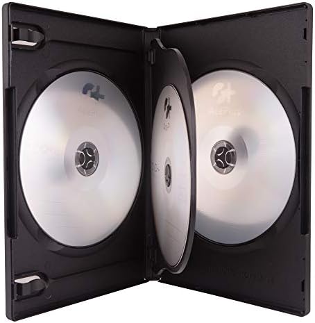 AcePlus Dörtlü 4 Diskli DVD Kutuları, İç Menteşe Tepsisi ve Şeffaf Sarma Kılıfı ve Kitap Klipsleri (10'lu Paket) ile 14 mm