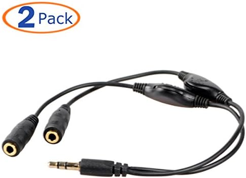 Conwork 2-Pack 3.5 mm Stereo Erkek Çift Kadın Ses Kulaklık / Kulaklık Y Splitter Kablo Ses Kontrol Anahtarı ile