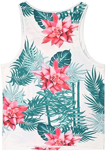 COOFANDY erkek Çiçek Tank Top Kolsuz Tees All Over Baskı Rahat Spor Salonu T-Shirt Hawaii Plaj Tatil