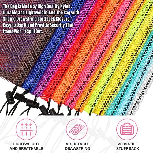 12 Adet Örgü Çamaşır İpli Çanta spor malzemeleri Çantası Renkli Çok Amaçlı Naylon Spor Örgü Çanta ile Kilit Net Ağır Net Çanta
