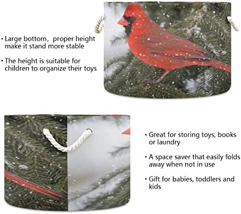 xigua Kuzey Kardinal Kuş Yuvarlak Depolama Sepeti Çöküşü Tuval Kumaş Depolama Bin Düzenlemek için Kolları ile Ev/Mutfak/Çocuk