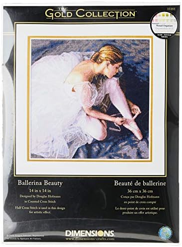 Boyutlar Altın Koleksiyonu Sayılan Çapraz Dikiş Kiti, Güzel Balerin, 18 Sayısı Beyaz Aida, 14 x 14