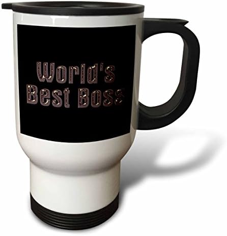 3dRose Beyaz Gökkuşağı Parlayan Metin Siyah Arka Plan üzerinde Dünyanın En İyi Patronu Seyahat Kupa, 14 Ons, Paslanmaz Çelik
