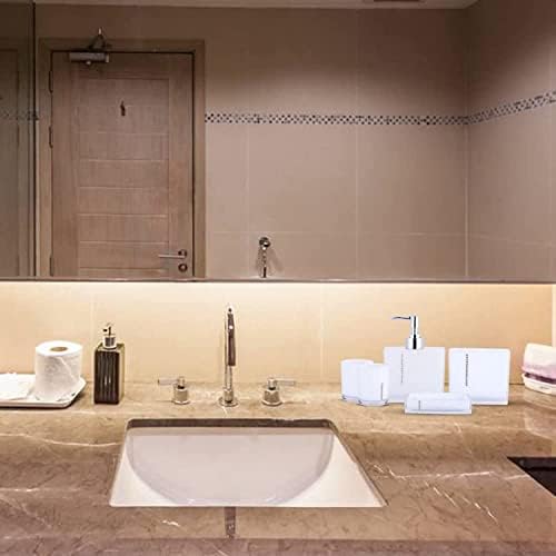 GAXQFEI 5 Adet Banyo Aksesuarları Seti banyo Vanity Seti Diş Fırçası Tutucu Konteyner Takla Sabunluk Sıvı Sabun Losyon pompalı