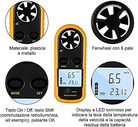 UXZDX CUJUX LCD El Hava Akımı Windmeter Termometre Dijital Anemometre Taşınabilir Açık Sörf Rüzgar Hızı Ölçer Metre 1054018mm