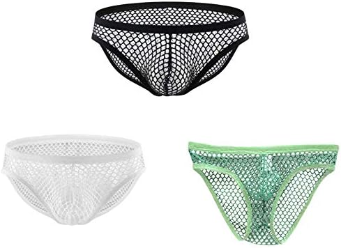 Andongnywell 3 Paket erkek See Through Fishnet Bikini Külot Alçak Külot Iç Çamaşırı Knickers Külot