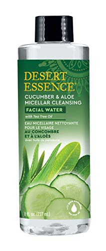 Desert Essence Yüz Suyu-Çay Ağacı Yağı ile Salatalık ve Aloe Miseli-8 Floz - Misel Temizliği-Tahriş Olmuş Cildi Yatıştırır-Canlandırır