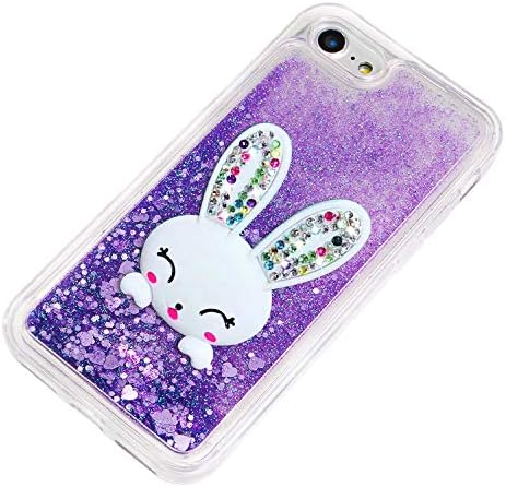 LCHDA ıçin iPhone 5 5 S SE Sıvı Glitter Kılıf ıle Sevimli 3D Karikatür Tavşan Kulaklar Sparkle Quicksand Yüzer Lüks Bling Tavşan