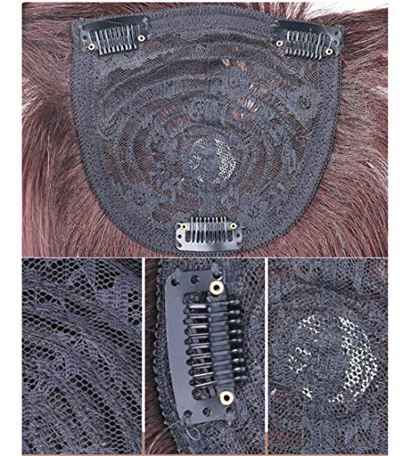 Patlama Taç Peruk Topper üzerinde insan saç tokası, Kadınlar için Saç İnceltme için Wiglet Hairpieces, 8 Koyu Kahverengi