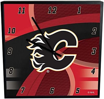Bellek Şirketi NHL Calgary Flames Resmi Karbon Fiber Kare Saat, Çok Renkli, Bir Boyut