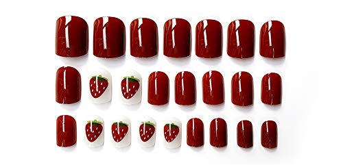 24 adet / takım Kısa takma tırnak Kalp Çiçek Tasarım Yapay tırnak Çoklu Renkler Sevimli Yanlış Nails İpuçları Tutkal ile Çivi