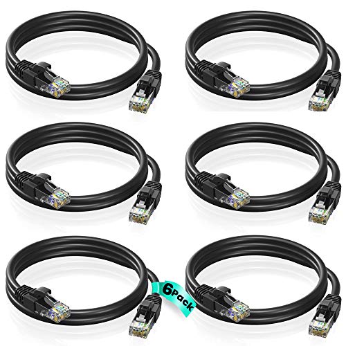 Ethernet Kablosu 1 ft CAT6 Yüksek Hızlı İnternet Ağı LAN Patch Kablo Kablosu-6 Paket (1 fit, Siyah)