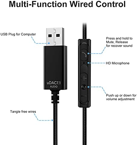 Bilgisayar Kulaklık, TİTACUTE USB Kulaklık 2.5 M 8.2 FT Kablolu mikrofonlu kulaklık Dilsiz Ses Kontrolü Gürültü Iptal Aşırı