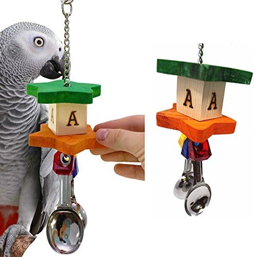 Gılroy Papağan Kuş Paslanmaz Çelik Çorba Kaşığı Yapı Taşı Çiğnemek Bite Oyuncaklar Kafes Dekor, Rastgele Renk