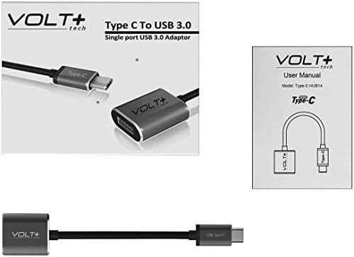 Volt Plus Tech Profesyonel USB-C'den USB 3.0'a Huawei VTR-L29 OTG Adaptör, 5gbps'de Tam Veri ve USB Aygıtı Sağlar! [Tunç Gri]