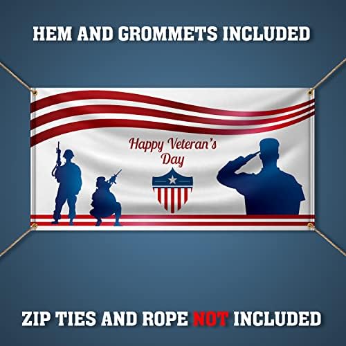 BANNER BUZZ GÖRÜNÜR HALE Mutlu Veteran Günü Selam ABD Ordusu Banner 11 Oz Vinil PVC Flex Afiş Kenarlı Kenarları ve Metal Grommets