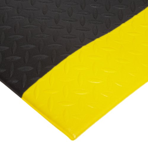 NoTrax 508 PVC Elmas Yastık Yorulma Önleyici Paspas, 2 'Genişlik x 3' Uzunluk x 1/2 Kalınlık, Siyah / Sarı
