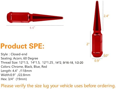 CA Malzemeleri 32 adet Spike Lug Somun 14x2 Mor 4.4 Tall Offroad Genişletilmiş Metal Pabuçları Prim