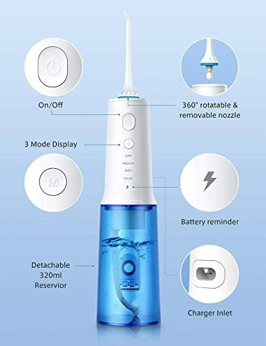 Diş duşu Akülü Dişler için, IPX7 ve Şarj Edilebilir, taşınabilir Diş Temizleyici 4 Modları ile 320 ml Su Tankı Diş Ağız Irrigator