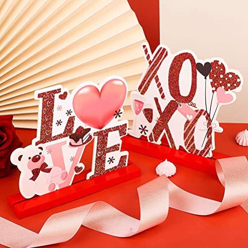 Taiping Göl 1 Pc sevgililer Günü Ahşap Masa Centerpiece Işaretleri - Mektup Şekilli Masa Toppers Masaüstü Işaretleri için sevgililer