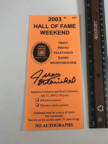 Juan Marichal 2003 Hall of Fame Induction, B & E Hologram-MLB Kesim İmzaları ile Basın Kartı İmzaladı