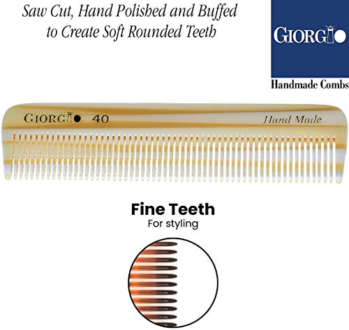 Giorgio G40 El Yapımı Tüm İnce Diş Cep Tarağı, Günlük Bakım için Saç Tarağı Düzleştirici Erkekler Kadınlar ve Çocuklar için