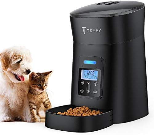 TSYMO Otomatik Kedi Besleyici - 1-6 Öğün Otomatik Köpek Maması Dağıtıcı ile Anti-Tıkanma Tasarım, Zamanlayıcı Programlanabilir,