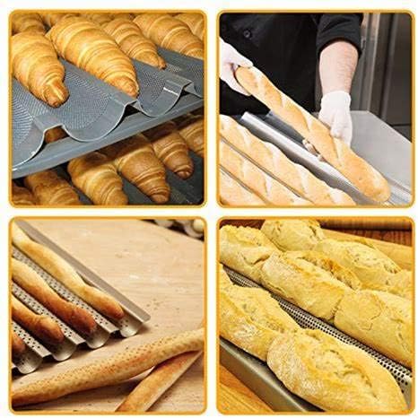 Pişirme için Baget Tavaları, Delikli Baget Tavası, Fransız Ekmeği Pişirme 3 Dalga Somunları Somun Fırında Kalıp Tost Pişirme