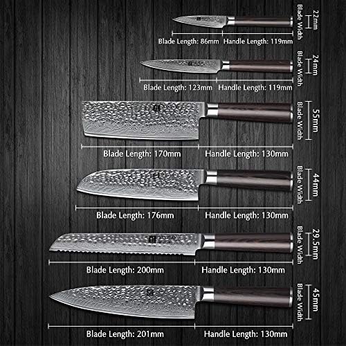 Bıçak Seti, 6 PCS mutfak Bıçakları Set Yüksek Karbon VG 10 Japon Şam Çelik Şef Ekmek Nakiri Santoku Soyma maket bıçağı Hediyeler