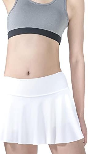 Nother kadın Tenis Etekler için Cepler ile Actice Skorts Golf Yoga Egzersiz Koşu Atletik Şort Pilili Etekler Beyaz