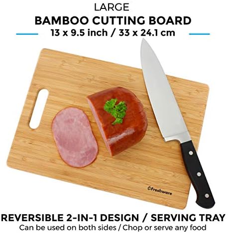 Bambu Kesme Tahtaları için Mutfak [3 Set] Ahşap kesme tahtası Doğrama için Et, Sebze, Meyve, Peynir, bıçak Dostu Hizmet Tepsi