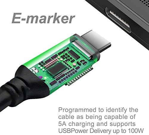 FOXSUN USB C USB C 3.1 Gen 2 Kablo 3ft / 0.9 m 5A 100 W 10 Gbps ile E-Marker Çip ve Güç Teslimat MacBook ChromeBook ile uyumlu,