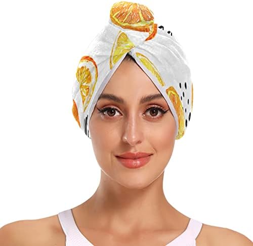 UMİRİKO 2 Paket Saç Kurutma Havlu Turuncu Yaz Tropikal Mikrofiber Saç Havlu ile Düğme, Kuru Saç Şapka, banyo saç bonesi, Kadınlar