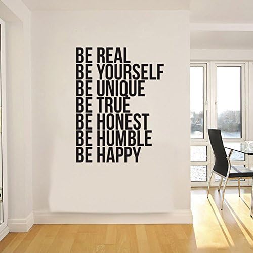 Vinil Duvar Sanatı Çıkartması-Gerçek Ol Kendin Ol Benzersiz Ol Mutlu Ol. -31 x 23 - Modern ilham sevimli kendini aşk alıntı