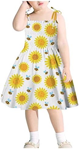 ZDFER Toddler Bebek Kız Elbise Rahat Yaz Çiçek Fırfır Askı Prenses Midi Elbiseler Backless Sundress Plaj Kıyafetleri
