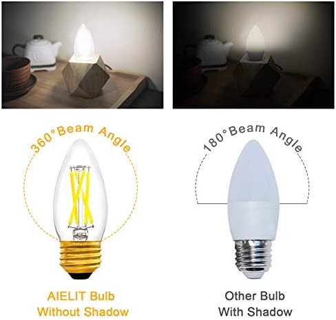 Günışığı LED Ampul Dim, 4 W (40-Watt Eşdeğer), parlak Beyaz 5000 K, AİELİT B11 LED E26 Ampuller Asılı Kolye Duvar Lambası Avize,