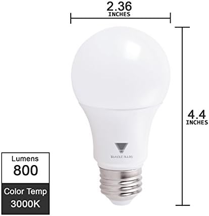 Üçgen Ampuller 6'lı paket 9 Watt (60 Watt Eşdeğeri) A19 Kısılabilir LED Ampuller, Yumuşak Beyaz