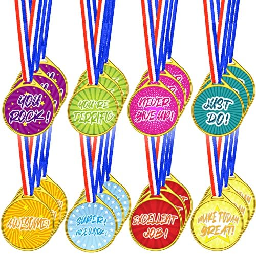 24 Adet Çeşitli Ödül Madalyaları Çocuklar Boyun Kurdele ile Plastik Ödül Madalyaları Kazanan Ödül Madalyaları Cadılar Bayramı