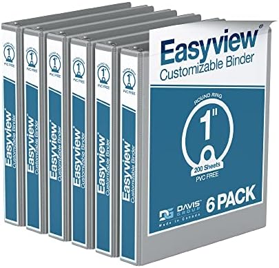 EasyView Premium 1-İnç Açık Kapaklı Bağlayıcılar, Okul, Ofis veya Ev için 3 Halkalı Bağlayıcılar, Renkli Ciltli Defterler,