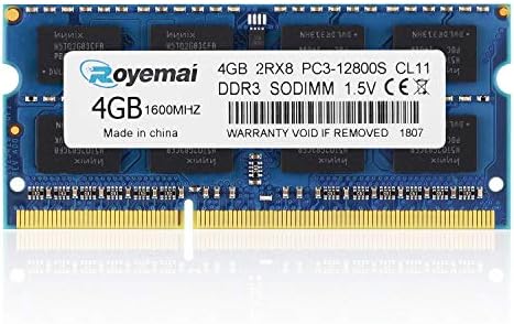 DDR3 12800 S 4 GB RAM, Royemaı PC3 1600 MHz 12800 SODIMM RAM 2RX8 CL11 204-pin 1.5 V DIMM Bellek Modülü Dizüstü Bilgisayar