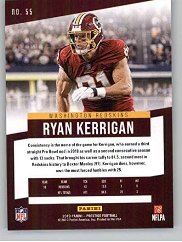 2019 Prestij NFL 55 Ryan Kerrigan Washington Resmi Panini Futbol Ticaret Kartı