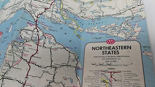 Vintage 1969 Orijinal AAA Yol Haritası Kuzeydoğu Devletleri ABD ve Kanada