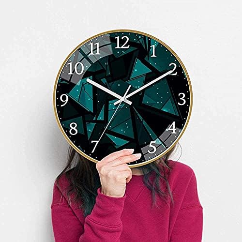 DaPengNB Koyu Yeşil Altın Çerçeve Geometri Cam Duvar Saati Minimalist Yaratıcı Kişilik Elektronik Saatler ve Saatler, Metal