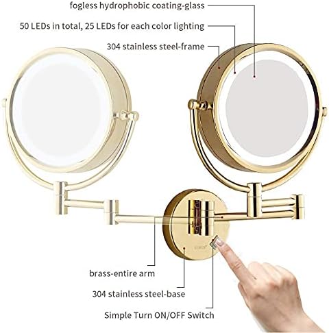 Nhlzj XİAOQİANG Duvara Monte Makyaj Aynası 5X, 360 Rotasyon Light Up Ayna,Yatak Odası Tuvalet Masası Veya Banyo Vanity için