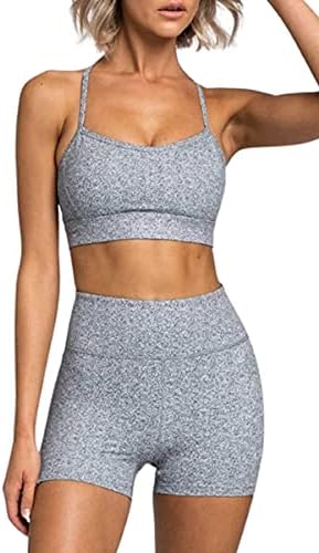 Kadın Egzersiz Setleri 2 Parça Yoga Kıyafetler Yüksek Belli Yoga Tayt Şort ve Spor Sutyen Spor Giyim Eşofman