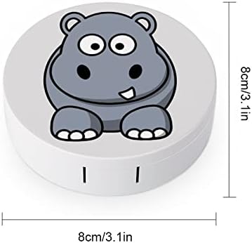 Ayna Baskılı Kontakt Lens Kiti Saklama Kutusu için Gri Hippo Yuvarlak Kılıf