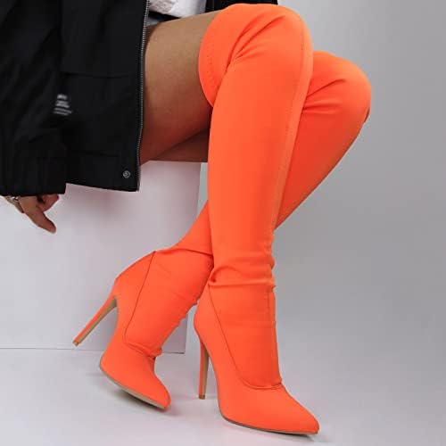 Kadın Çizmeler Çizmeler Over-the-diz Süper Yüksek Topuk Zip Bayanlar Seksi Pamuk Stilettos Streç Çizmeler