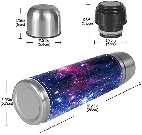 Seyahat Kupa Galaxy Yıldız Kahve Termos Paslanmaz Çelik Yalıtımlı Flask 500 Ml içme şişesi Deri Vakum Bardak 10. 2x2. 6 in