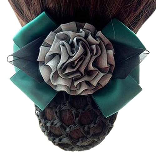 Bayanlar Barrette El Yapımı saç tokası Çiçek Bun Kapak Snood Hairnet Saç Aksesuarı, Koyu Yeşil